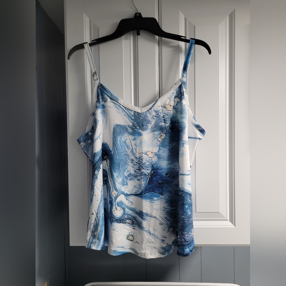 Blue and White Women's Tank Top